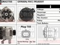 Alternator PEUGEOT 206 hatchback (2A/C) (1998 - 2016) DELCO REMY DRA3755