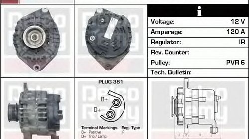 Alternator PEUGEOT BOXER platou sasiu ZCT DEL