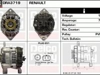 Alternator RENAULT CLIO II caroserie SB0 1 2 DELCOREMY DRA3719