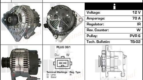 Alternator Seat Ibiza Cordoba Golf 3,4 Passat Polo Caddy diesel benzina Bosch cod: 0123310001 028903025H