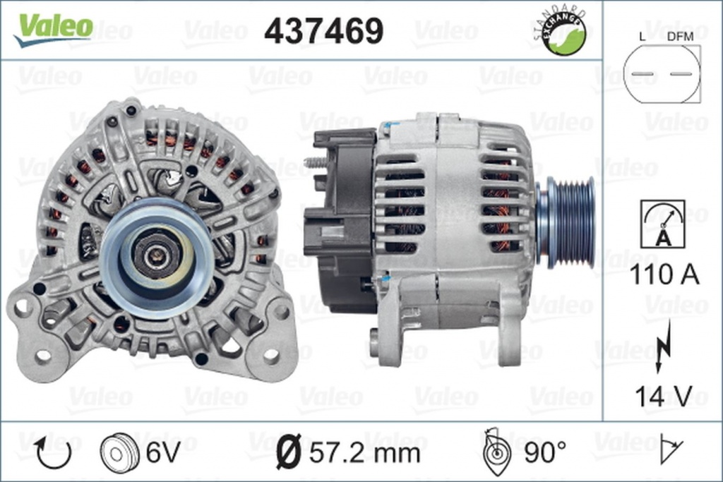 Alternator VW CRAFTER 30-50 platou sasiu 2F VALEO 437469