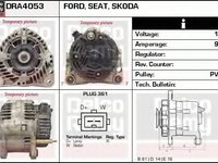 Alternator VW TRANSPORTER / CARAVELLE Mk IV bus (70XB, 70XC, 7DB, 7DW, 7DK (1990 - 2003) DELCO REMY DRA4053