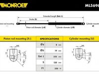 Amortizor capota ALFA ROMEO GT, ALFA ROMEO 147 (937), ALFA ROMEO GT (937) - MONROE ML5696