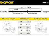 Amortizor capota AUDI A4 Allroad 8KH B8 MONROE ML5741 PieseDeTop