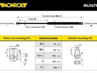 Amortizor capota AUDI A6 limuzina (4B2, C5), AUDI A6 Avant (4B5, C5) - MONROE ML5678