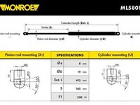 Amortizor capota MERCEDES-BENZ SL (R230) - MONROE ML5801