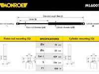 Amortizor portbagaj JEEP GRAND CHEROKEE II (WJ, WG) (1998 - 2005) MONROE ML6001 piesa NOUA