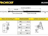 Amortizor portbagaj OPEL AGILA (A) (H00), VAUXHALL AGILA Mk I (A), SUZUKI WAGON R+ (MM) - MONROE ML5089