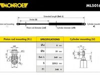 Amortizor portbagaj SEAT MARBELLA (28), FIAT PANDA (141A_), SEAT PANDA (141A) - MONROE ML5016