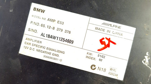 Amplificator Audio BMW X5 (E53) 2000 - 2006 8379376, 65128379376, 3066985B01, N18020239