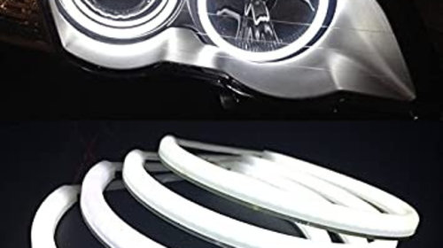 Angel Eyes COTTON compatibil BMW E90 fara lupa. Lumina: alba DRL + semnalizare galbena COD: H-COT-WY08