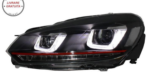 Ansamblu Bara Fata VW Golf VI 6 (2008-2013) cu Faruri LED Golf 7 U Design cu Semna- livrare gratuita