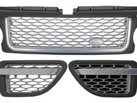 Ansamblu Grila Centrala si Grile Laterale compatibil cu Land Range Rover Sport L320 (2005-2008) Autobiography Look Silver Edition RRFGA01S