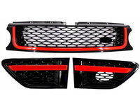 Ansamblu Grila Centrala si Grile Laterale compatibil cu Land Range Rover Sport L320 Facelift (2010-2013) Autobiography Look Editie Rosu Negru Tuning Land Rover Range Rover Sport 1 (facelift) 2009 2010 2011 2012 2013 RRFGA01FBR