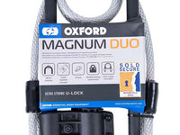 Antifurt Roata Moto Oxford Magnum Duo U-lock (177x340mm) With Bracket &amp; Cable Otel Negru LK225