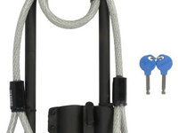 Antifurt Roata Moto Oxford Magnum Duo U-lock (177x340mm) With Bracket &amp; Cable Otel Negru LK225