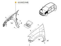 Aripa fata dreapta Logan II Facelift (2016 - Prezent) 631006363R