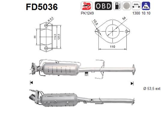 AS Filtru funingine/particule, sist.de esapament FD5036 pentru MAZDA 6 Hatchback (GH) 2007 2008 2009 2010 2011 2012