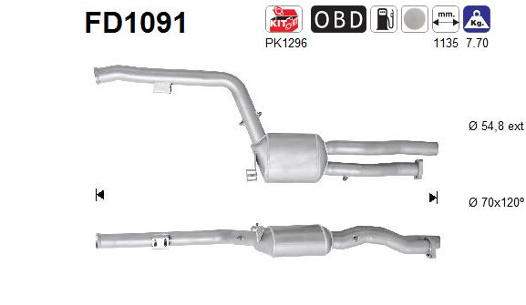 AS Filtru funingine/particule, sist.de esapament FD1091 se potriveste la MERCEDES-BENZ E-CLASS T-Model (S211) 2005 2006 2007 2008 2009