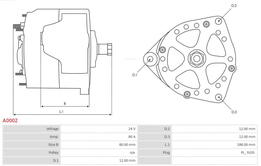 AS-PL Generator / Alternator A0002 compa