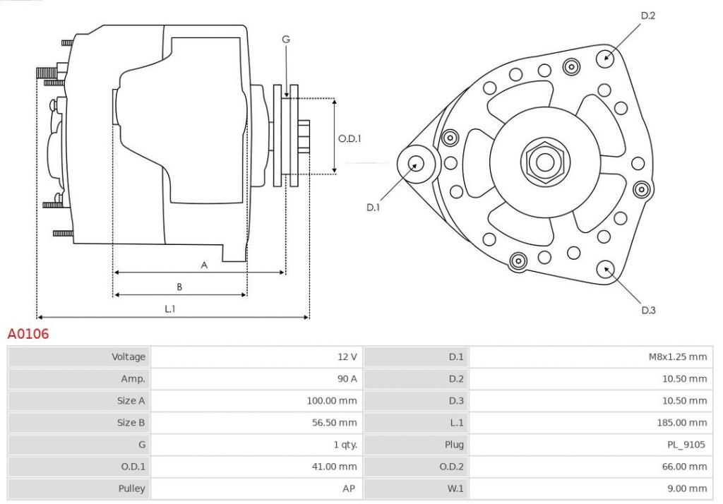 AS-PL Generator / Alternator A0106 la ma