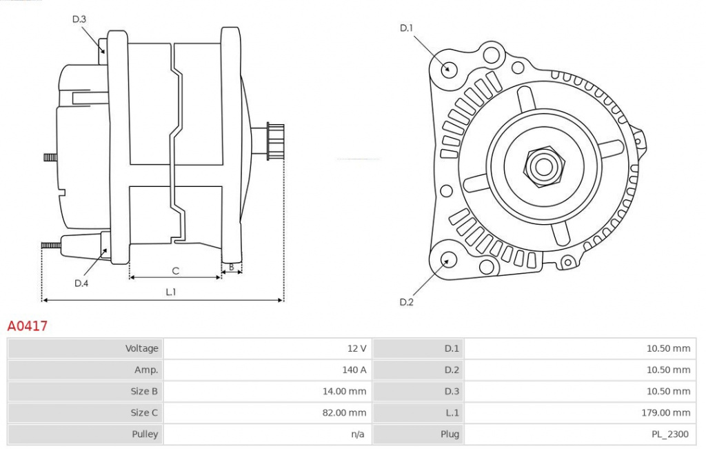 AS-PL Generator / Alternator A0417 model