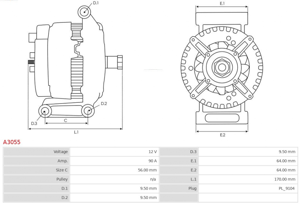 AS-PL Generator / Alternator A3055 compa