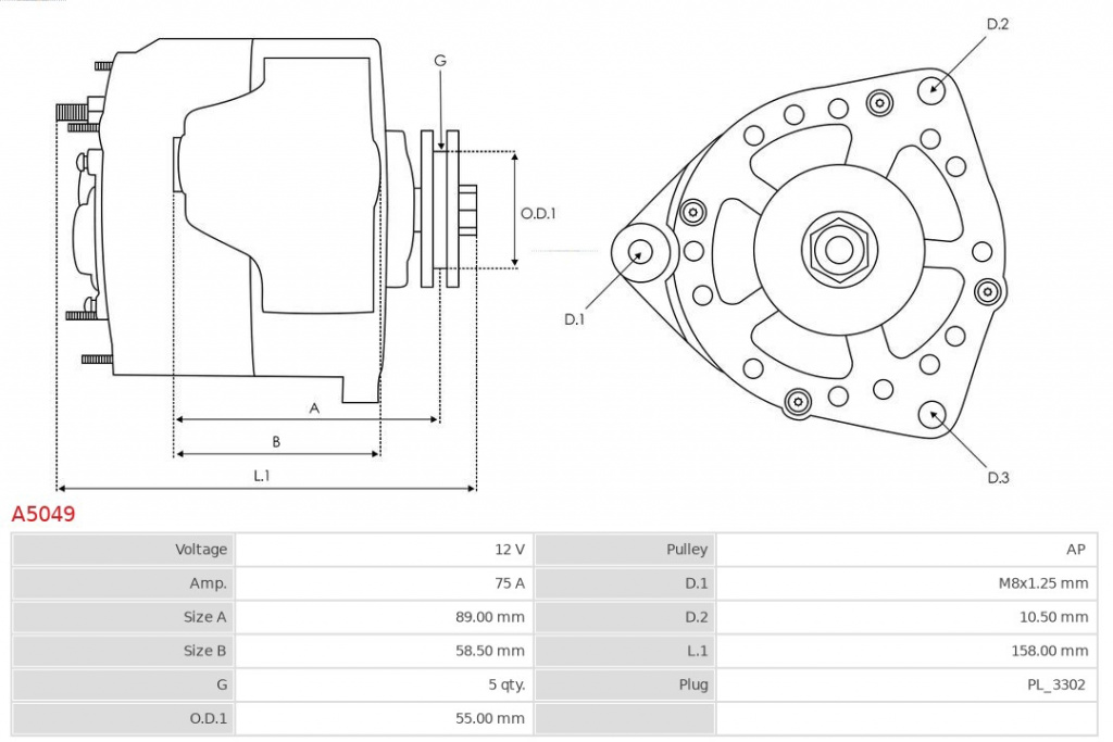AS-PL Generator / Alternator A5049 compa