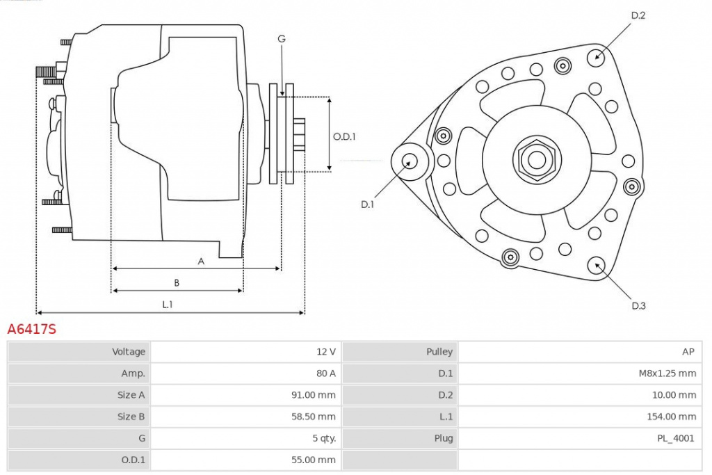 AS-PL Generator / Alternator A6417S comp