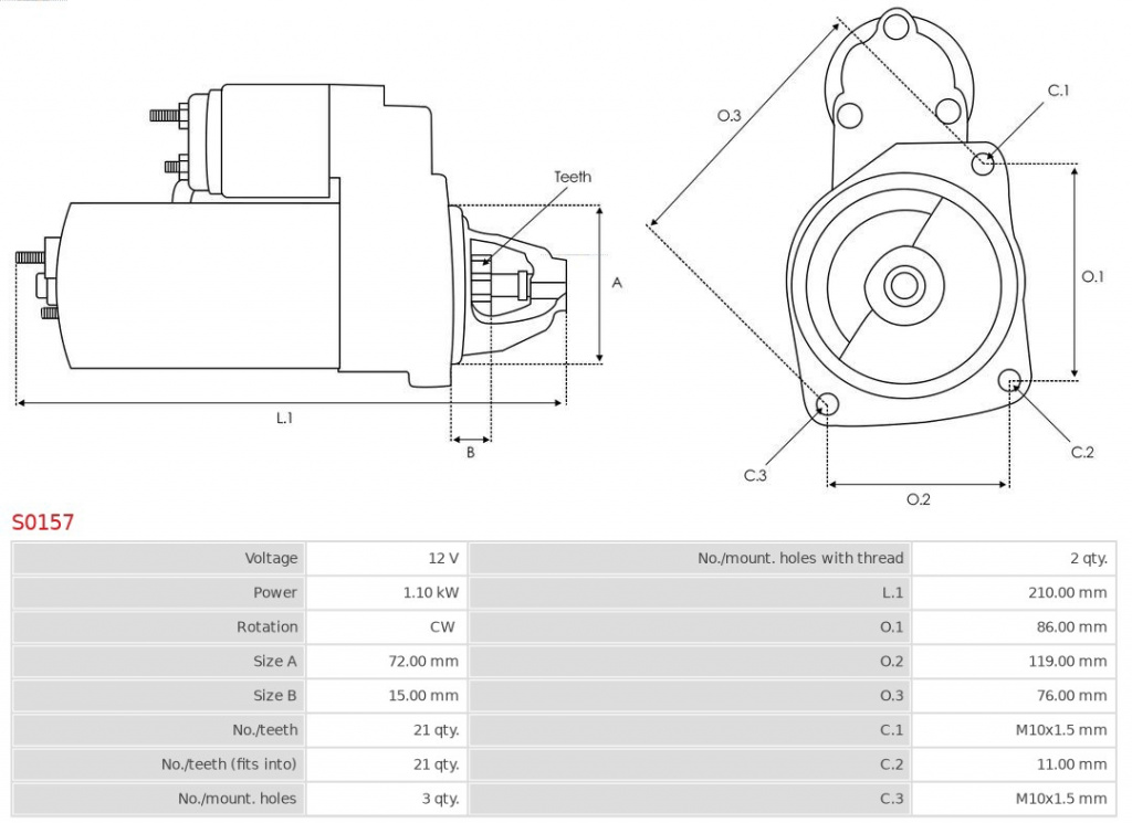 AS-PL starter S0157 model FORD KA (RB_) 