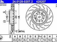 Ate disc frana fata dreapta r325mm pt bmw 3(e46) m3