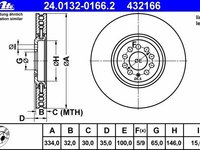 Ate disc frana fata pt audi tt 3.2 vr 6 quattro mot 184kw/250cp