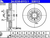 Ate power set 2discuri frana fata cu r320mm pt audi A4,A6