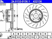 Ate set 2 discuri frana fata cu r330mm pt mercedes e-class