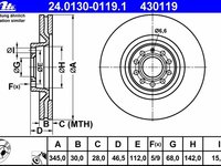 Ate set 2 discuri frana fata cu r345mm pt audi A4 S4 quattro