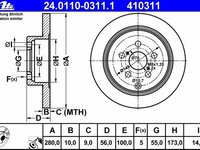 Ate set 2 discuri frana spate pt toyota avensis(t25)