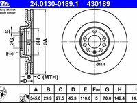 Ate set 2discuri frana cu r345mm pt saab 9-3