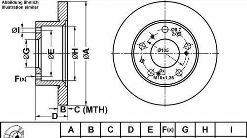 Ate set 2discuri frana fata pt citroen c25,fi