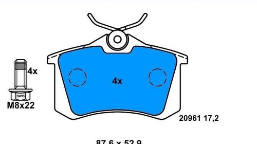 Ate set 4 placute frana spate pt seat, skoda