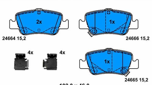 Ate set 4 placute frana spate pt toyota auris