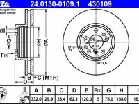 Ate set discuri frana fata cu r332mm pt bmw x5(e53)