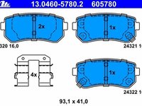 Ate set placute frana spate pt hyundai accent, i20,i30, ix35,sonata