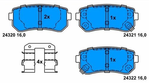 Ate set placute frana spate pt hyundai accent