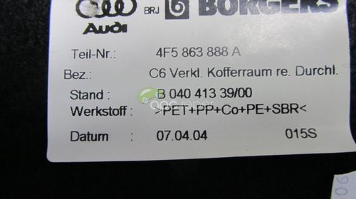 Audi A6 4F Capitonaj Portbagaj Dreapta 4F5863888C