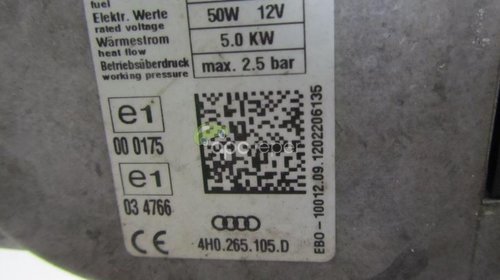 Audi A7 S7 Webasto Original ptr motorizari benzina 4H0265105D