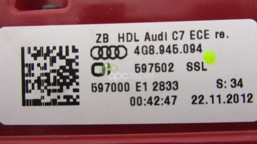 Audi A7 Sportback Stop dreapta hayon Original 4G8945094