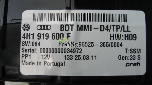 Audi A8 4h Comanda Navigatie 4h0 919 600f