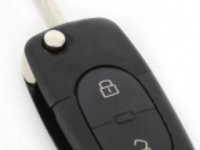 Audi - carcasa cheie tip briceag 2+1 butoane cu buton panica si baterie CR 2032