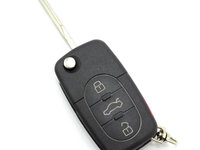 Audi - carcasa cheie tip briceag cu 3+1 butoane, buton de panica si baterie 2032 - CARGUARD