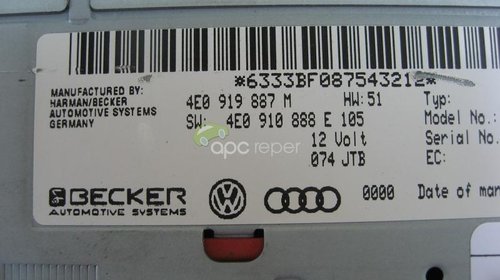Audi Dvd Navigatie Mmi 2g A4 / A5 / A6 / A8 / Q7 4E0919887M - 4E0910888E